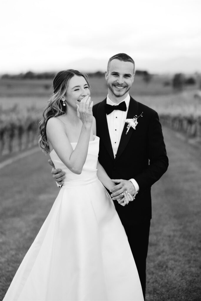 Acacia Ridge Wedding Couple in Winery
