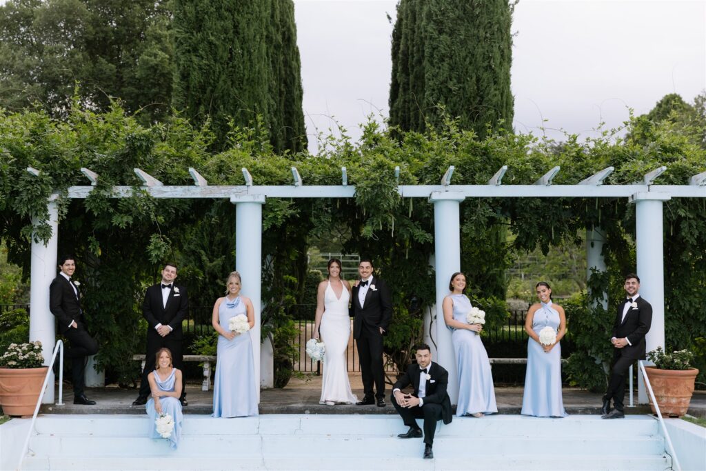 Wedding Party on the Steps at Coombe Yarra Valley